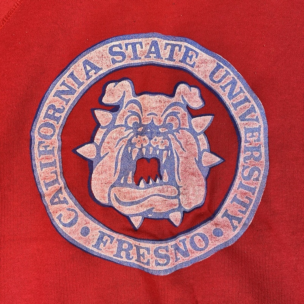 Vintage 90s Fresno State University Bulldogs Sweatshirt Size Large Red Tultex - Picture 2 of 13